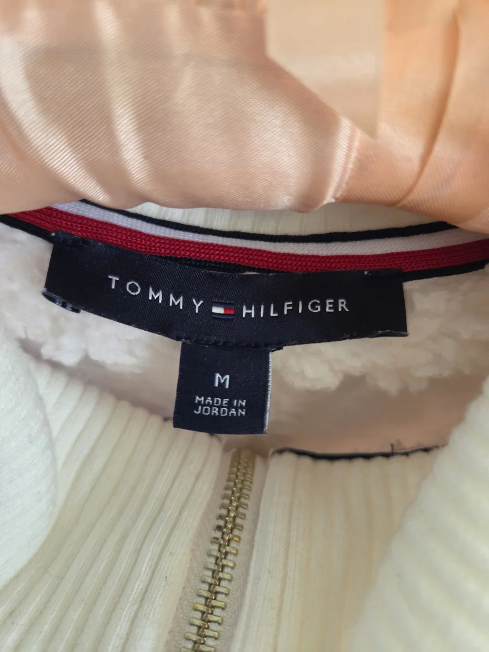 Tommy Hilfiger Cream Sherpa-Lined Zip Jacket